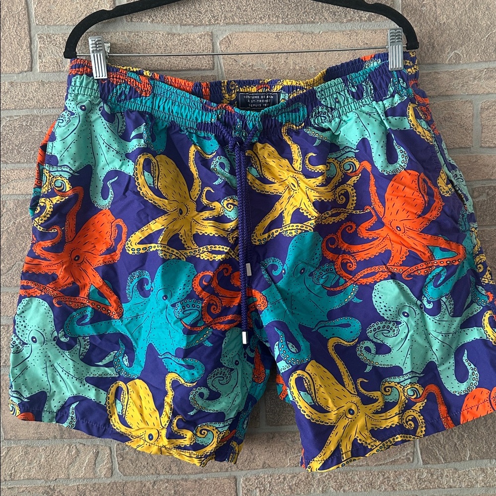 Vilebrequin Men's Moorea Octopus-Print Swim Trunks vibrant marine XXXL - Picture 2 of 9